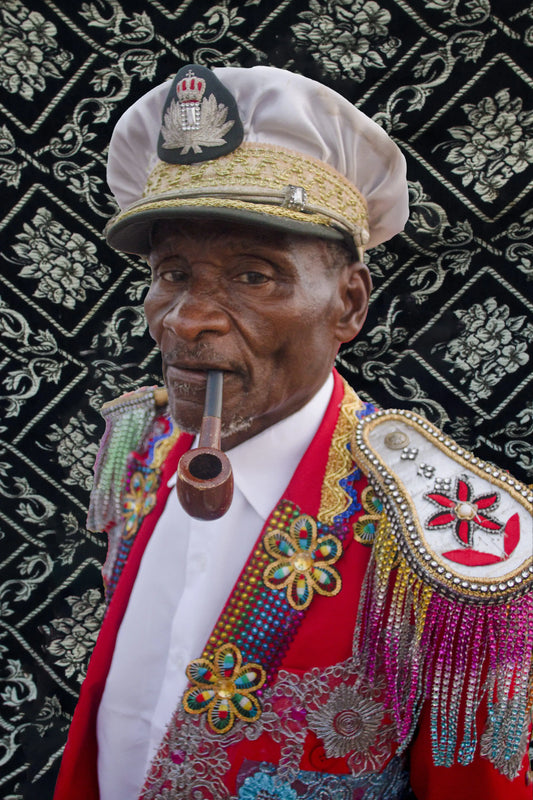 "General of the Royal Guard" by Angolan artist Hélio Buite (2024), a contemporary staged photographic portrait exploring identity, power, and historical narrative in African visual culture. Presented by Afrikanizm.