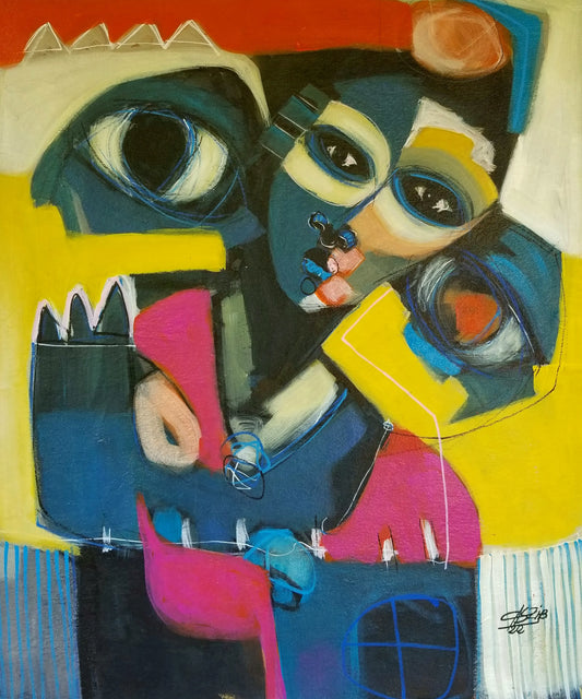 "Generous Glance" by Burkinabe artist CasziB (2024), a figurative painting that captures emotion, presence, and the unspoken power of gaze in contemporary African identity. Presented by Afrikanizm.