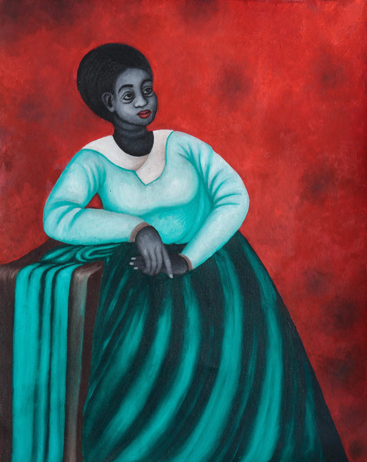 "Hope and Prospects" by Kenyan artist Okamar Onesmus (2024), a mixed media figurative painting exploring youth, resilience, and the search for a better future in contemporary African society. Presented by Afrikanizm.