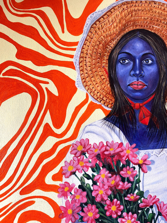 "I've Got All It Takes" by Nigerian artist Bello Gabriel (2024), a mixed media figurative painting expressing self-empowerment, confidence, and identity within contemporary African society. Presented by Afrikanizm.