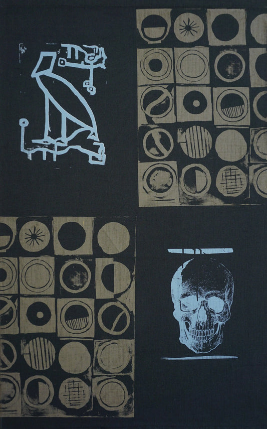 "Propaganda B" by Angolan artist Babu (2024), a figurative painting offering political and cultural commentary on propaganda, control, and perception in contemporary African society. Presented by Afrikanizm.