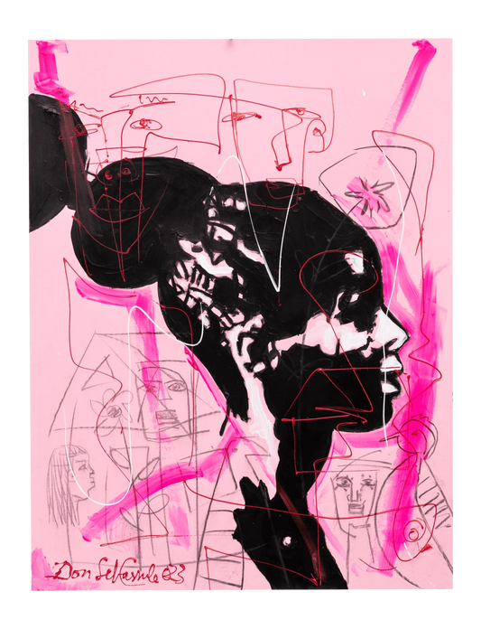 "Tales and Fables for Sunguilar IX" by Angolan artist Don Sebas Cassule (2024), a symbolic and abstract painting exploring ancestral knowledge, oral traditions, and African cosmology. Presented by Afrikanizm.