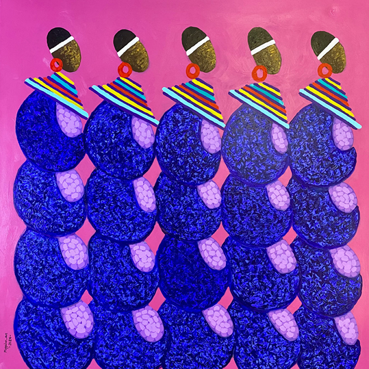 Paintain Queue Family Queue, Painting by Aimable Mugabo | AFRIKANIZM ART