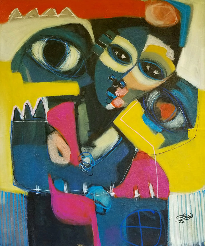 "Generous Glance" by Burkinabe artist CasziB (2024), a figurative painting that captures emotion, presence, and the unspoken power of gaze in contemporary African identity. Presented by Afrikanizm.
