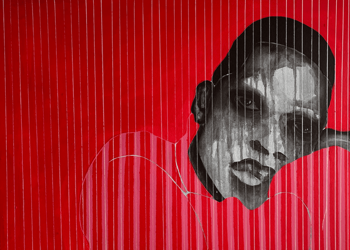 "Ke Batla Lerato Laka (In Search of My Love)" by South African artist Sthu Manaka (2024), a contemporary figurative painting expressing themes of love, identity, and African femininity. Presented by Afrikanizm.
