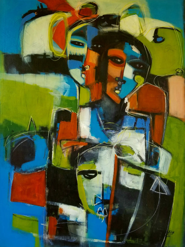 "Renewal" by Burkinabe artist CasziB (2024), a figurative painting symbolizing emotional healing, transformation, and inner strength in contemporary African life. Presented by Afrikanizm.
