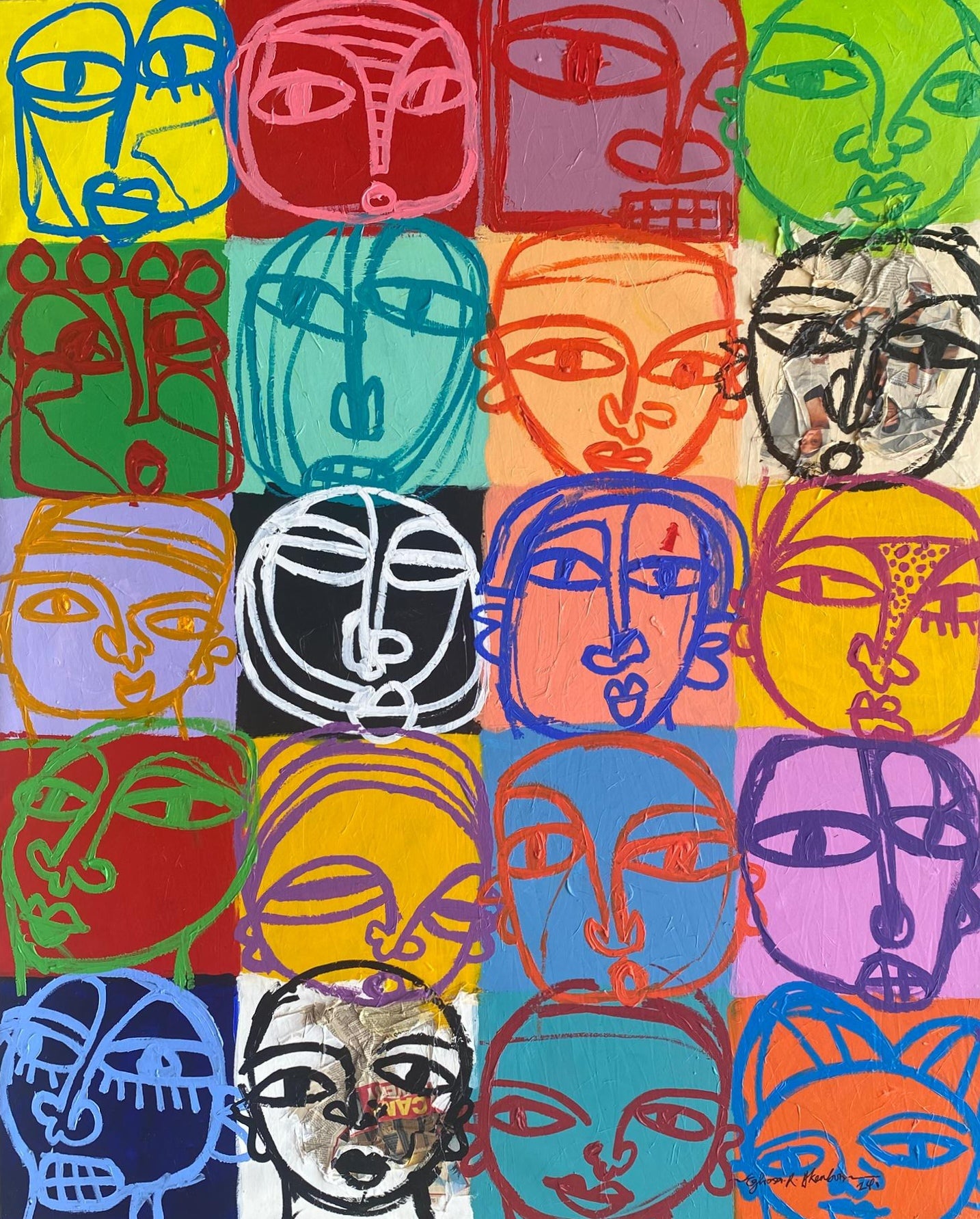 Twenty Faces II, Painting by Eghosa Akenbor | AFRIKANIZM ART